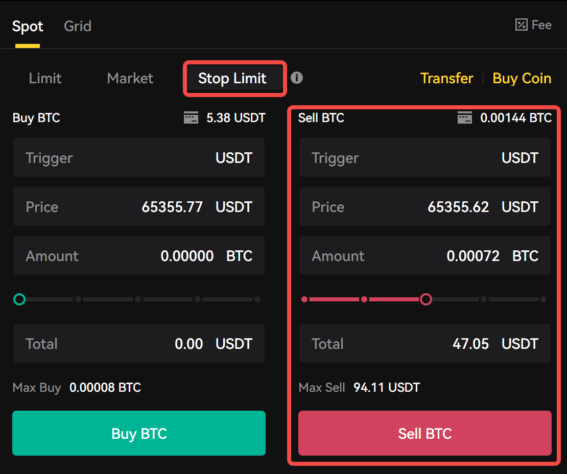 Spot-Limit-Sell