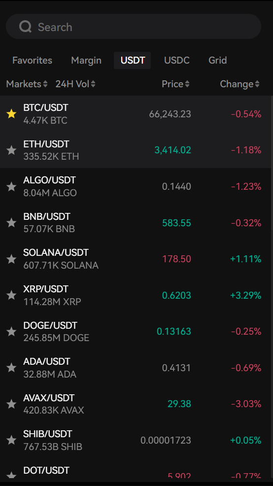 Darkex-trading-pair-list