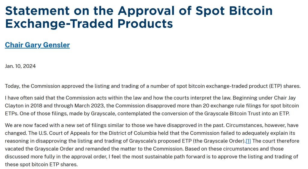 SEC - Spot Bitcoin ETFs