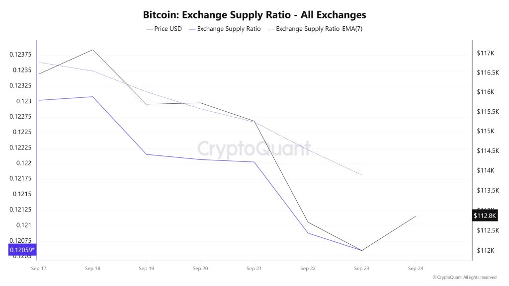 Bitcoin Exchange Supply Ratio
