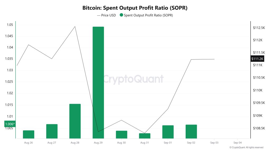 Bitcoin Spent Output Profit Ratio (SOPR)